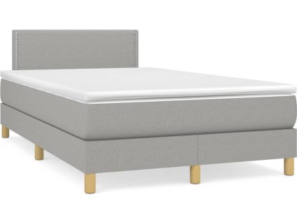 Box spring postel s matrací a LED 120x190 cm textil [3270081] (Barva Světle šedá)