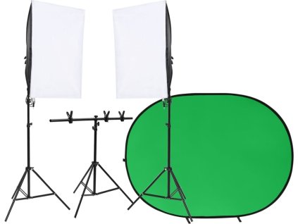 Ateliérové vybavení sada se světly a pozadím [3144000] (Barva Černo-zelená)