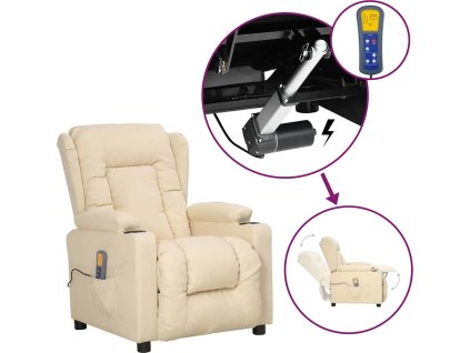 Zvedací masážní křeslo textil [3093442] (Barva Krémová)