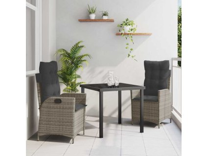 Zahradní jídelní souprava 3 pcs Šedá polyratan [3380498]