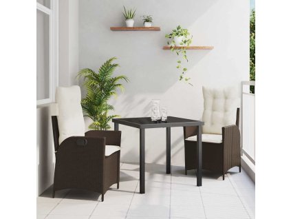 Zahradní jídelní souprava 3 pcs Hnědá polyratan [3380491]