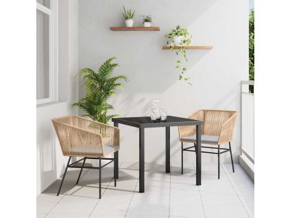 Zahradní jídelní souprava 3 pcs Hnědá Poly ratan [3380925]