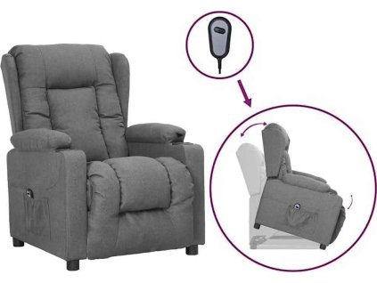 Zvedací křeslo textil [3093423] (Barva Světle šedá)