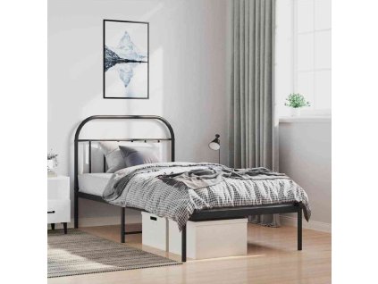 Kovový rám postele s čelem 100 x 200 cm [353630] (Barva Černá)
