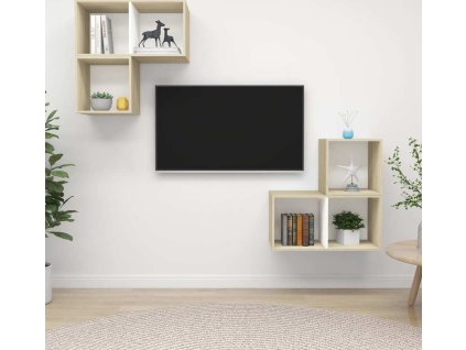 TV skříňky 4 ks dřevotříska [3079768] (Barva Bílá a dub sonoma)