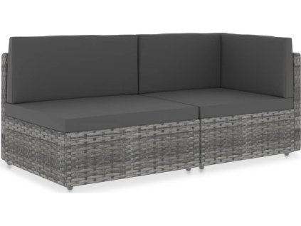 Dílčí pohovka 2místná polyratan [49524] (Barva Šedá)