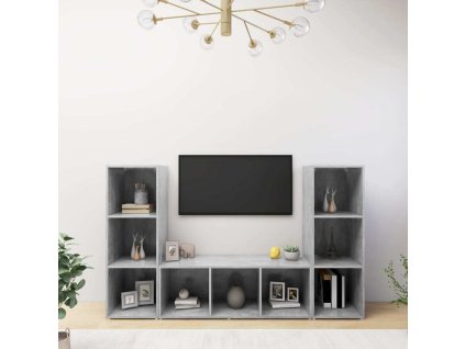 TV skříňky 3 ks 107 x 35 x 37 cm dřevotříska [3079969] (Barva šedá s vysokým leskem)
