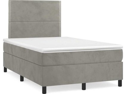 Box spring postel s matrací 120 x 190 cm samet [3269989] (Barva Světle šedá)