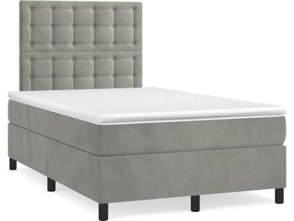 Box spring postel s matrací 120 x 190 cm samet [3270019] (Barva Světle šedá)