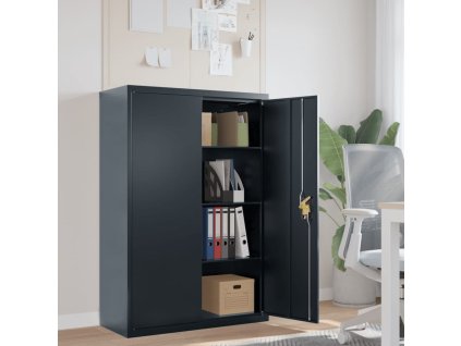 Kartotéka 90 x 40 x 140 cm ocel [339749] (Barva antracitová a červená)