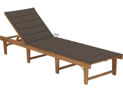 Skládací zahradní lehátko s poduškou masivní akáciové dřevo [3064172] (Barva Taupe)
