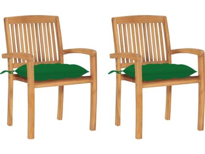 Zahradní židle 2 ks podušky masivní teak [3063272] (Barva Zelená)