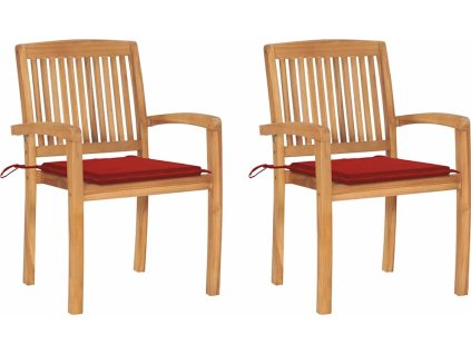 Zahradní židle 2 ks s mi poduškami masivní teak [3063264] (Barva Vzor listí)