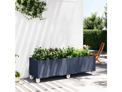 Zahradní truhlík na kolečkách 160 x 50 x 54 cm PP [367989] (Barva Černá)