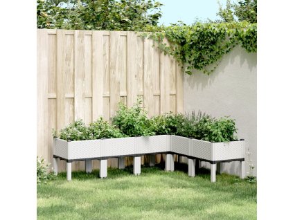 Zahradní truhlík s nohami 160 x 120 x 42 cm PP [367909] (Barva Bílá)