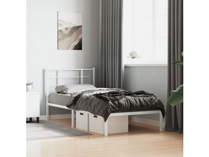 Kovový rám postele s čelem 90 x 200 cm [355603] (Barva Bílá)