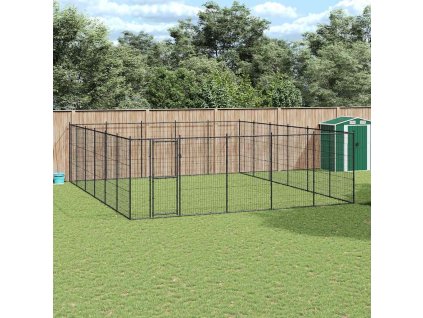 Venkovní psí kotec pozinkovaná ocel 36,3 m² [3082324] (Barva Černá)