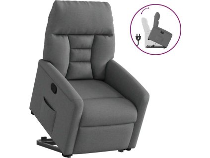 Zvedací polohovací křeslo textil [3303033] (Barva Tmavě šedá)