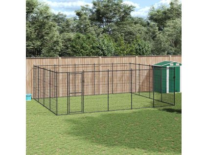 Venkovní psí kotec pozinkovaná ocel 24,2 m² [3082314] (Barva Černá)