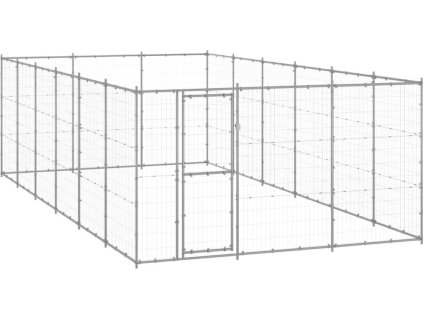 Venkovní psí kotec ocel 21,78 m² [3082328] (Barva Stříbrná)