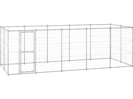 Venkovní psí kotec ocel 12,1 m² [3082309] (Barva Stříbrná)