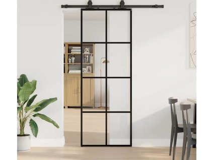 Posuvné dveře se sadou kování 76x205 cm ESG Glass [3375908] (Barva Černá)