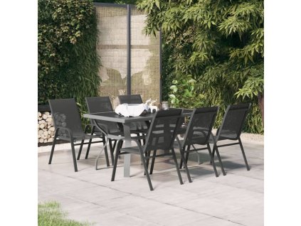 7dílný zahradní jídelní set [3095987] (Barva Šedá a černá)