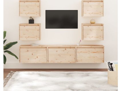 TV skříňky 7 ks masivní borové dřevo [3100224] (Barva Přírodní)