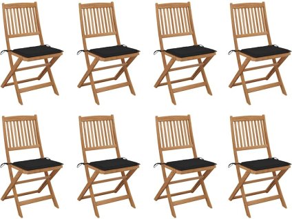 Skládací venkovní židle s poduškami 8 ks masivní akáciové dřevo [3075113] (Barva Antracitová)