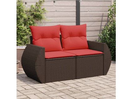 Zahradní pohovka s poduškami 2místná polyratan [366169] (Barva Šedá)