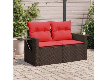 Zahradní pohovka s poduškami 2místná polyratan [366168] (Barva Šedá)