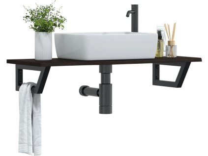 Deska pod umyvadlo nástěnná ocel a masivní dubové dřevo [3302550] (Barva Hnědá a bílá)