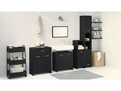 Koupelnový nábytek se dveřmi 4 pcs Černý dub 30 x 30 x 183,5 cm [3332592]