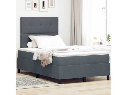 Postel s boxspringem s matrací Tmavě šedá 120 x 200 cm samet [3343305]