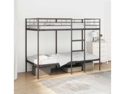 Patrová postel bez matrace 100x190 cm ocel [42000323] (Barva Černá)
