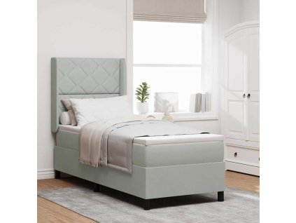LED box spring postel s matrací Světle šedá 80 x 200 cm samet [3343892]