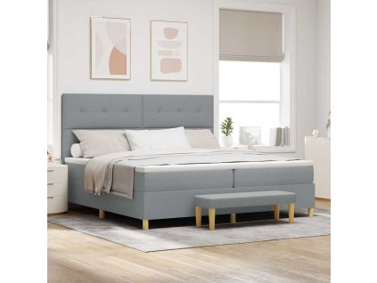 Postel s boxspringem s matrací Světle šedá 200 x 200 cm textil [3344324]