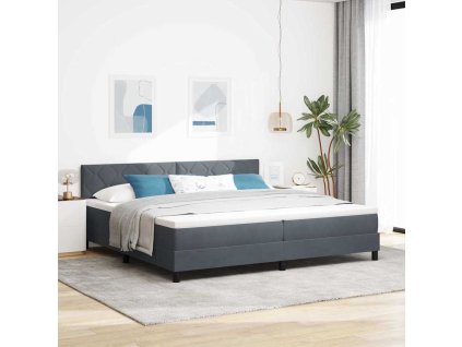 Postel s boxspringem s čelo Tmavě šedá 200 x 200 cm samet [3342741]
