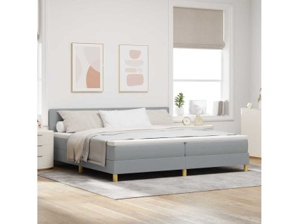 Postel s boxspringem s matrací Světle šedá 200 x 200 cm textil [3342464]