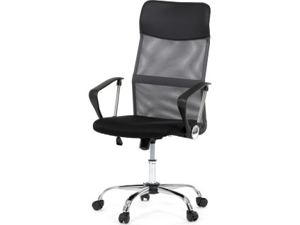 Kancelářská židle s podhlavníkem z ekokůže, potah černá látka MESH a šedá síťovina MESH KA-E305 GREY