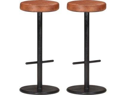 Barové stoličky 2 ks s ošoupáním pravá kůže [321876] (Barva Černá)