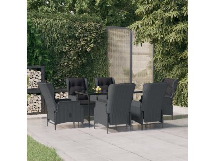 7dílný zahradní jídelní set polyratan [3156803] (Barva Tmavě šedá)
