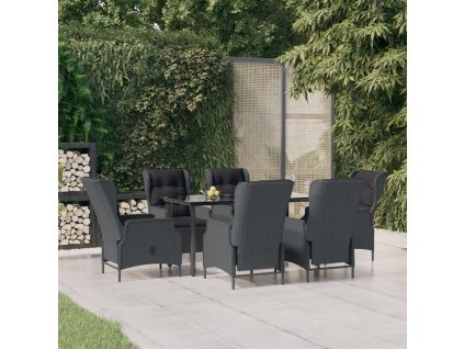 7dílný zahradní jídelní set polyratan [3156791] (Barva Tmavě šedá)