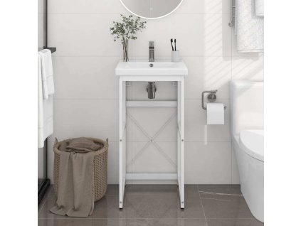 Koupelnový regál pod umyvadlo 40 x 38 x 83 cm železo [338496] (Barva Bílá)