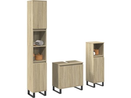 3dílný set koupelnových skříněk kompozitní dřevo [3307675] (Barva dub sonoma)