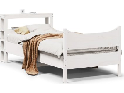 Rám postele s čelem 90 x 200 cm masivní borové dřevo [3306313] (Barva Bílá)