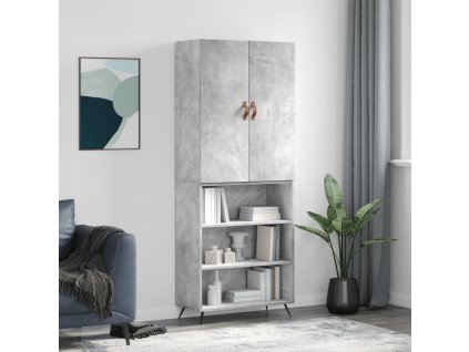 Skříň highboard 69,5 x 34 x 180 cm kompozitní dřevo [3196045] (Barva Bílá s vysokým leskem)