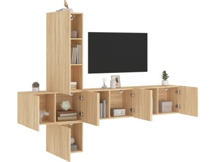 5dílná obývací stěna kompozitní dřevo [3216458] (Barva Černá)