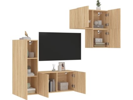 4dílná obývací stěna kompozitní dřevo [3216430] (Barva dub sonoma)
