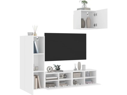 4dílná obývací stěna kompozitní dřevo [3216500] (Barva Bílá)